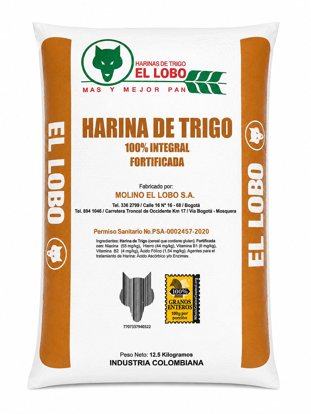 HARINA DE TRIGO INTEGRAL LOBO @ 12.5 KG